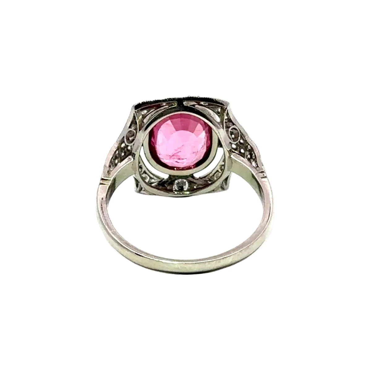Bague Entourage en platine, tourmaline et diamants - Castafiore