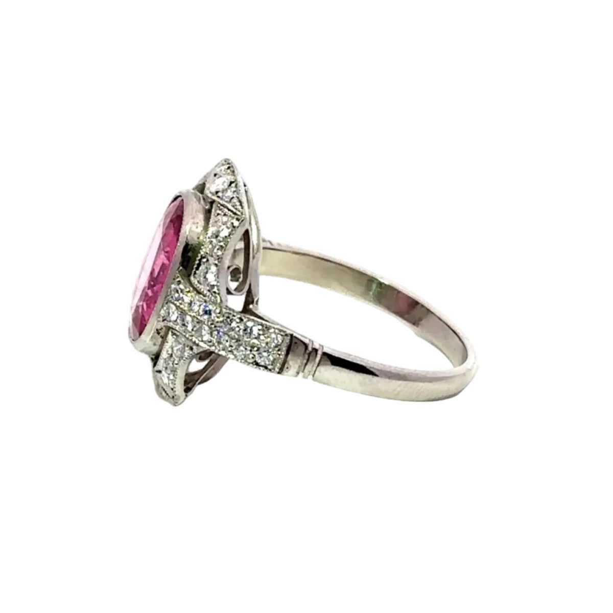 Bague Entourage en platine, tourmaline et diamants - Castafiore