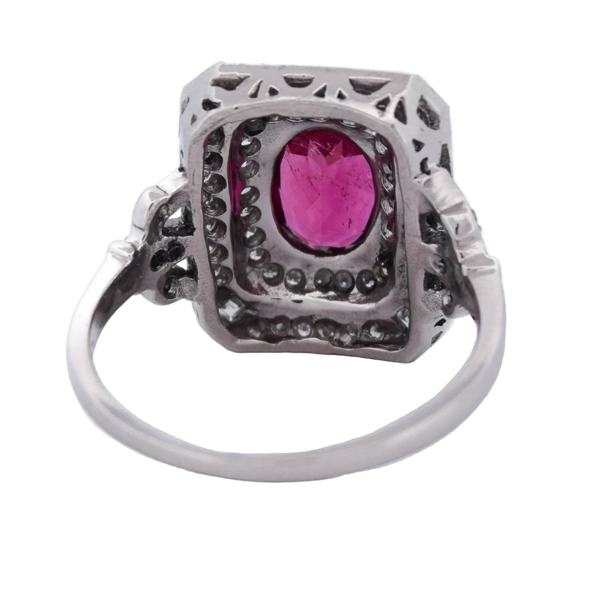 Bague Entourage en platine, tourmaline et diamants - Castafiore