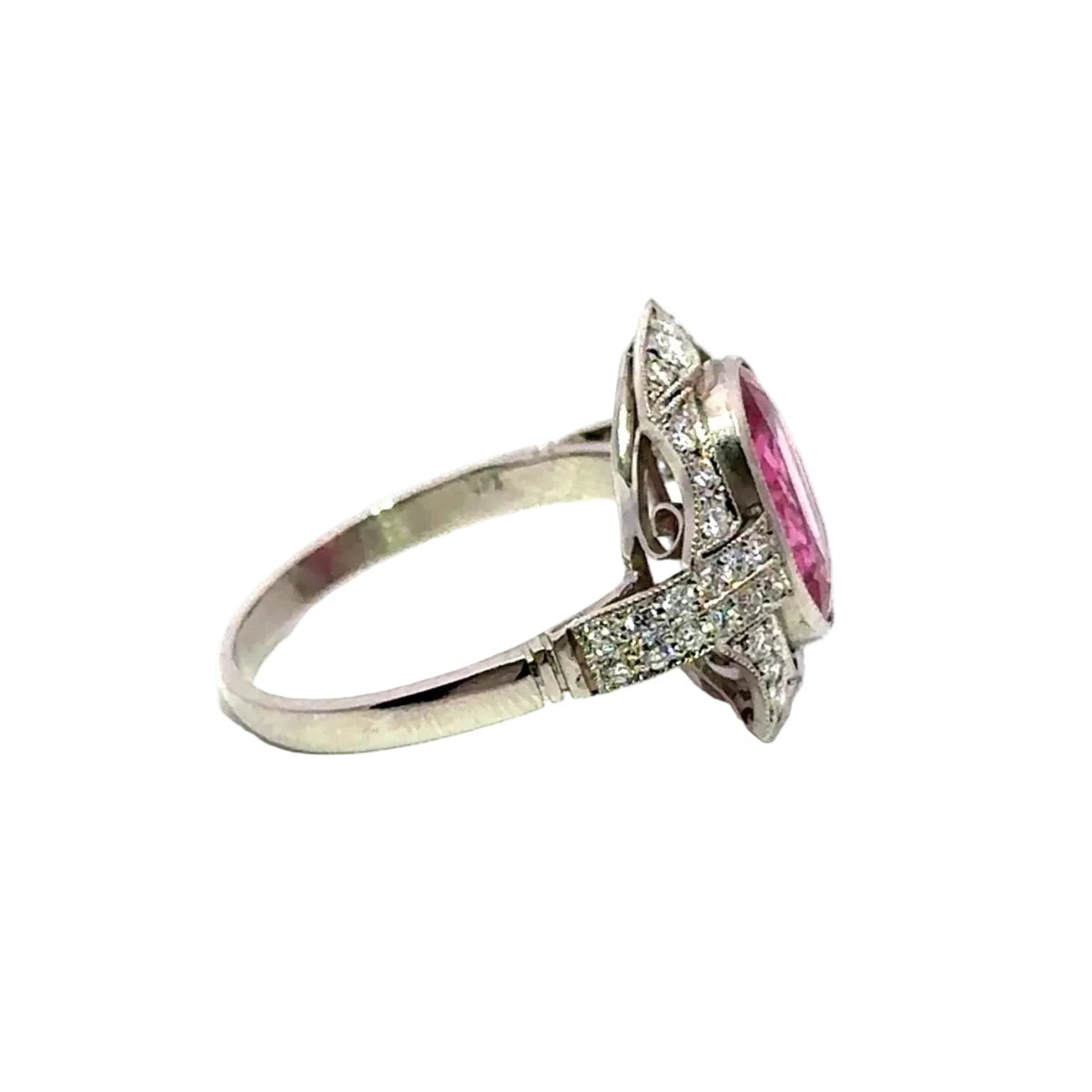 Bague Entourage en platine, tourmaline et diamants - Castafiore