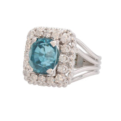 Bague Entourage en platine, zircon et diamants - Castafiore