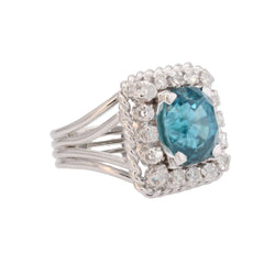 Bague Entourage en platine, zircon et diamants - Castafiore