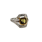 Bague entourage en saphir jaune, diamant et or blanc - Castafiore