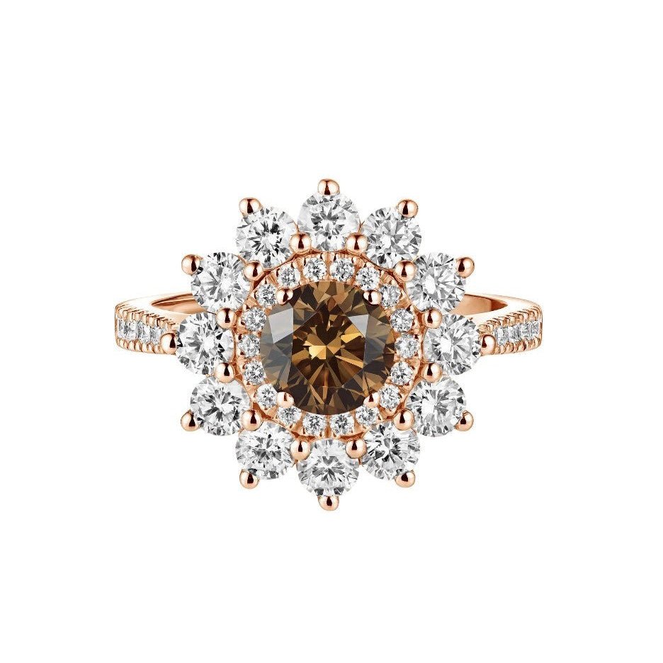 Bague Entourage GEMMYO "Lefkos" en or rose et diamants - Castafiore