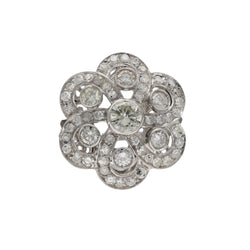 Bague entourage vers 1970 en or gris 18k avec 2,0 Cts de Diamants.K - VS. Taille 53 - Castafiore