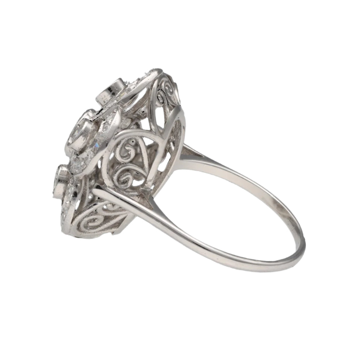 Bague entourage vers 1970 en or gris 18k avec 2,0 Cts de Diamants.K - VS. Taille 53 - Castafiore