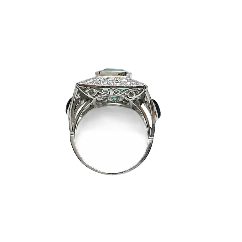 Bague esmeralda et diamants en or blanc - Castafiore