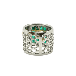 Bague et Boucles d'oreilles LUCIANO SOMENZI en or blanc, or rose, émeraudes et diamants - Castafiore