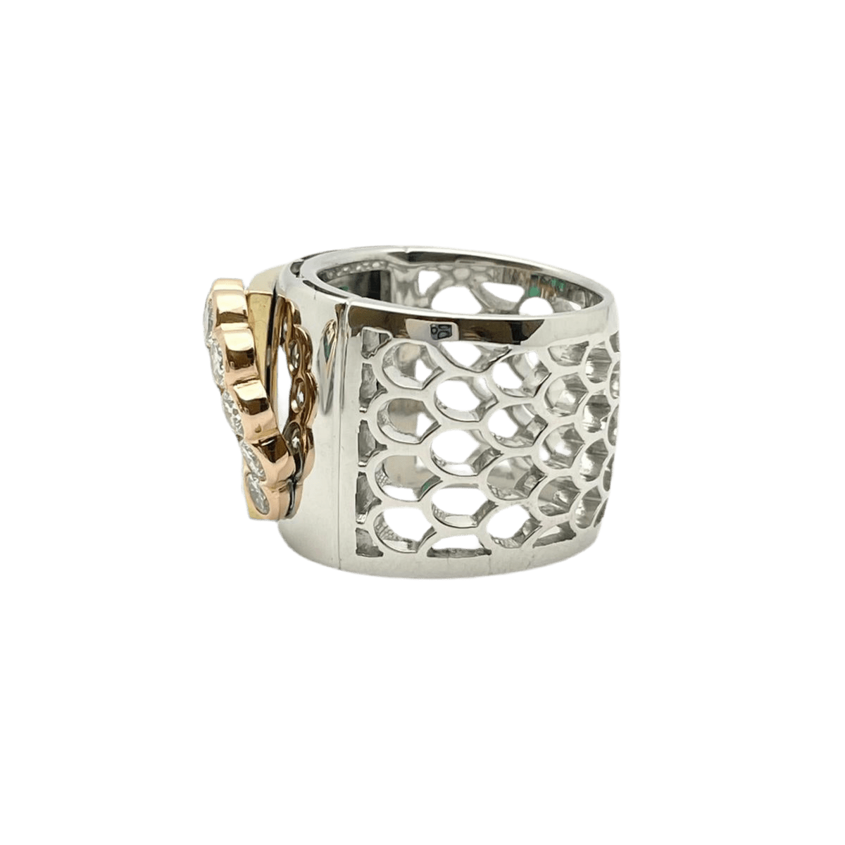 Bague et Boucles d'oreilles LUCIANO SOMENZI en or blanc, or rose, émeraudes et diamants - Castafiore