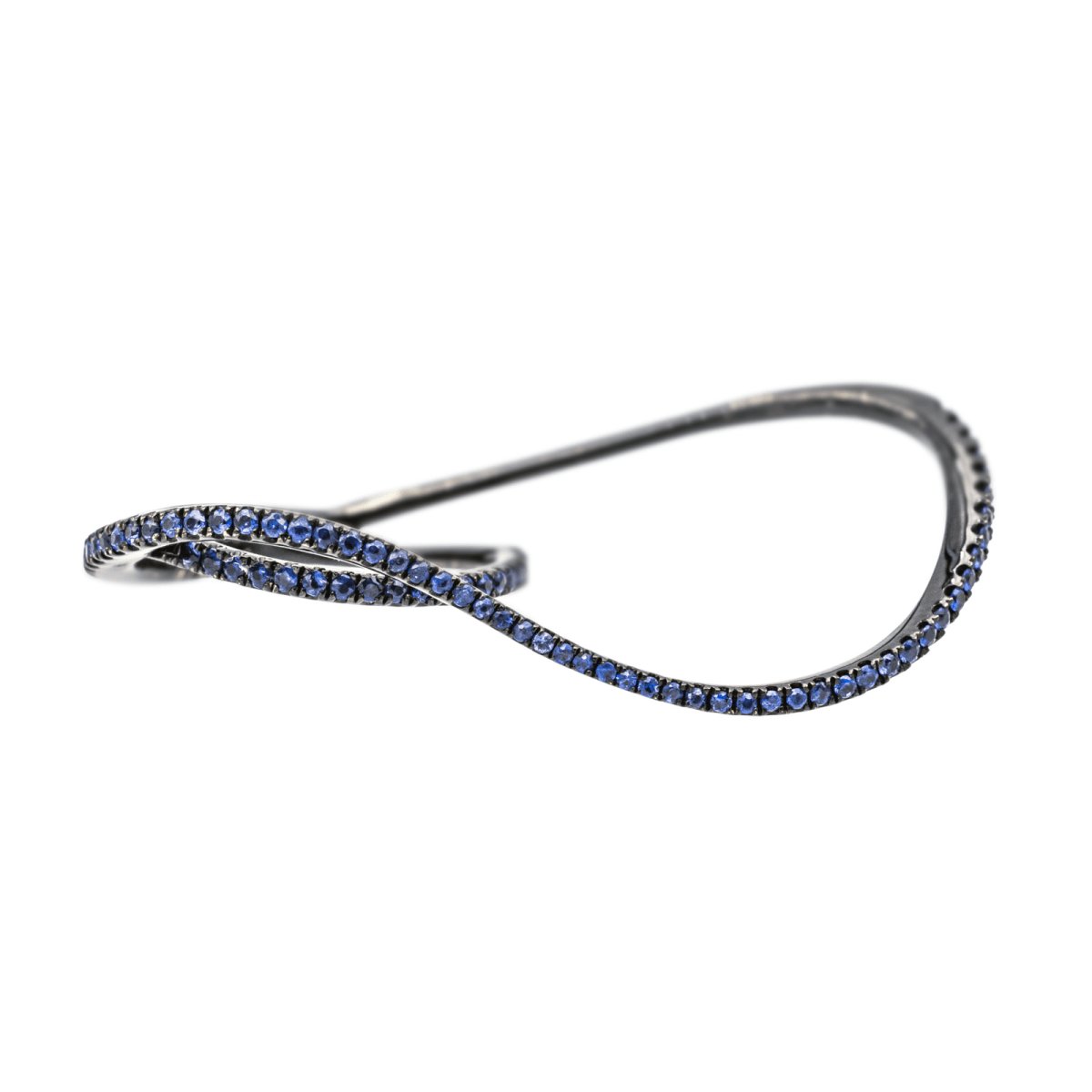 Bague ETERNAMÉ "Entrelacs" en or noir et saphirs&nbsp; - Castafiore