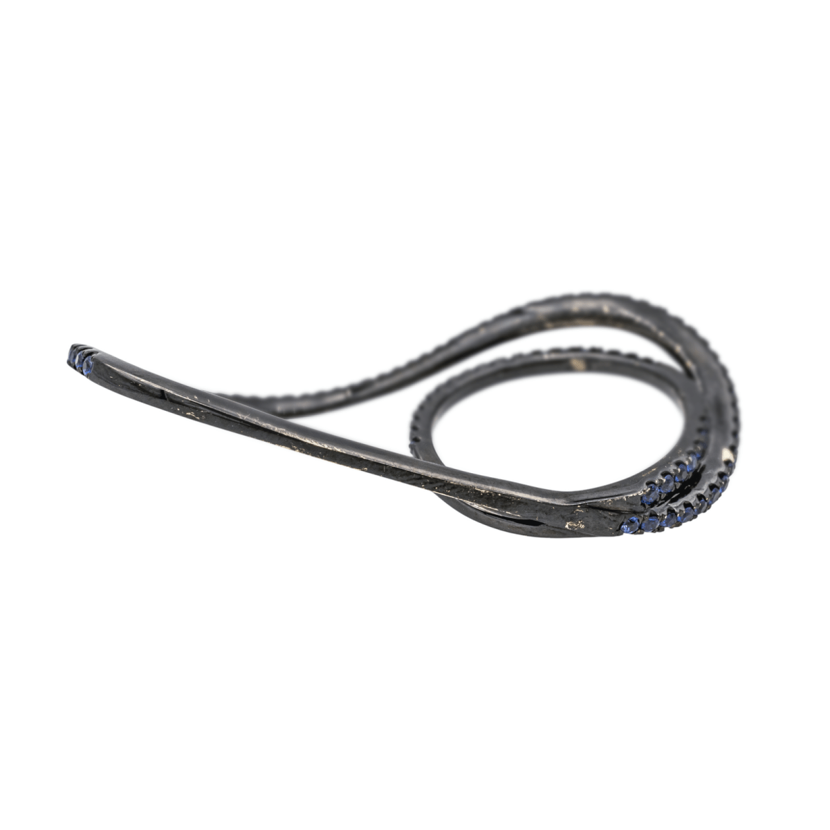 Bague ETERNAMÉ "Entrelacs" en or noir et saphirs&nbsp; - Castafiore