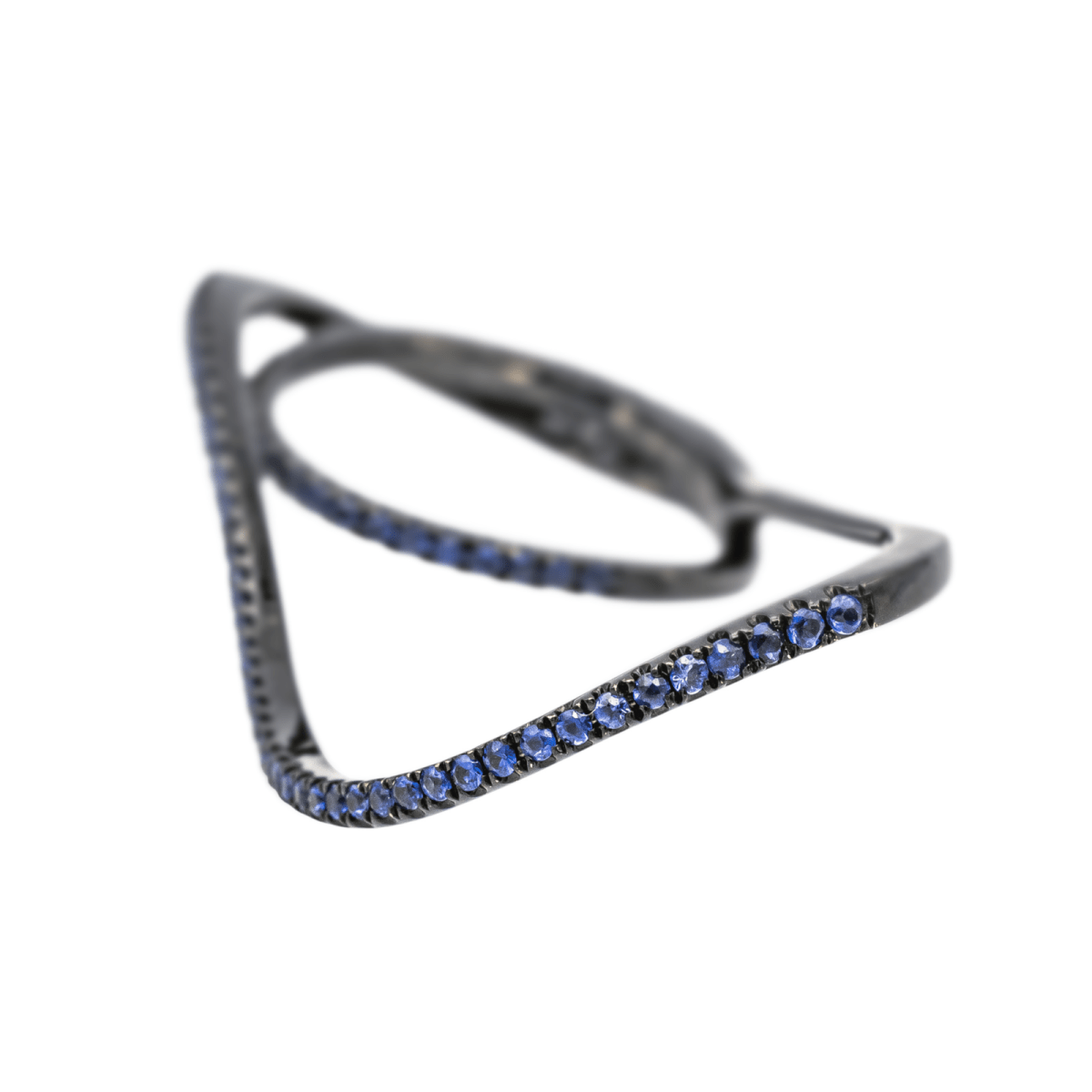 Bague ETERNAMÉ "Entrelacs" en or noir et saphirs&nbsp; - Castafiore