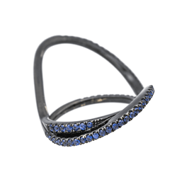 Bague ETERNAMÉ "Entrelacs" en or noir et saphirs&nbsp; - Castafiore