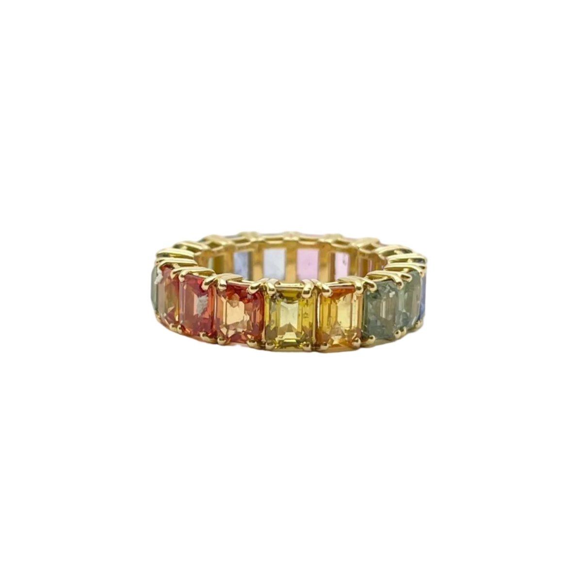 Bague Éternité en en or jaune et saphirs multicolores - Castafiore