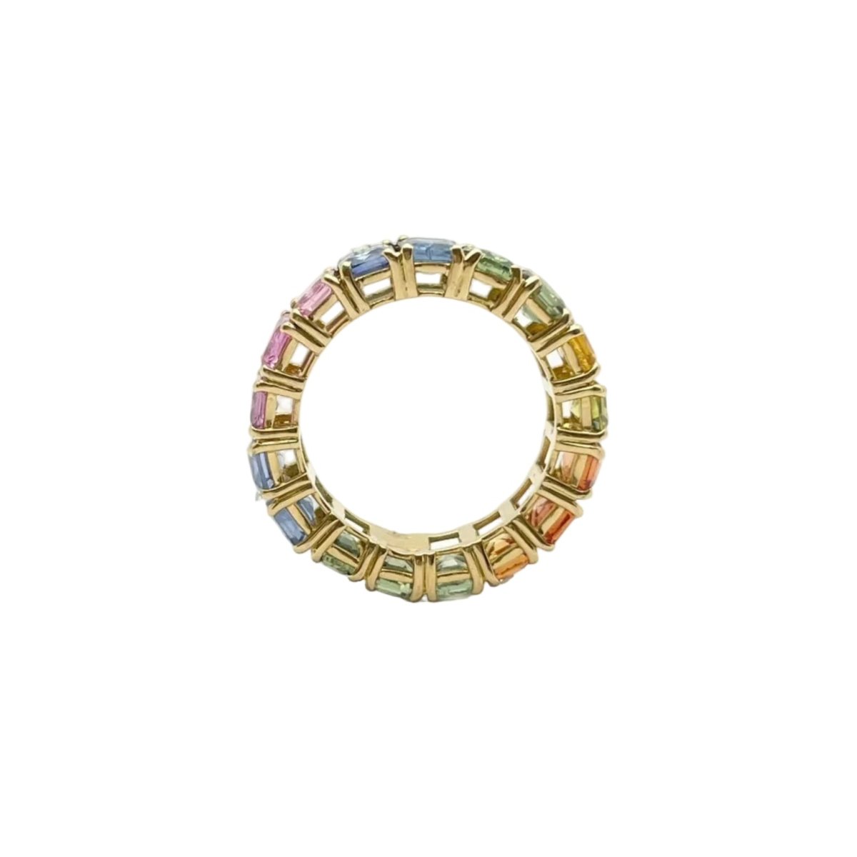 Bague Éternité en en or jaune et saphirs multicolores - Castafiore