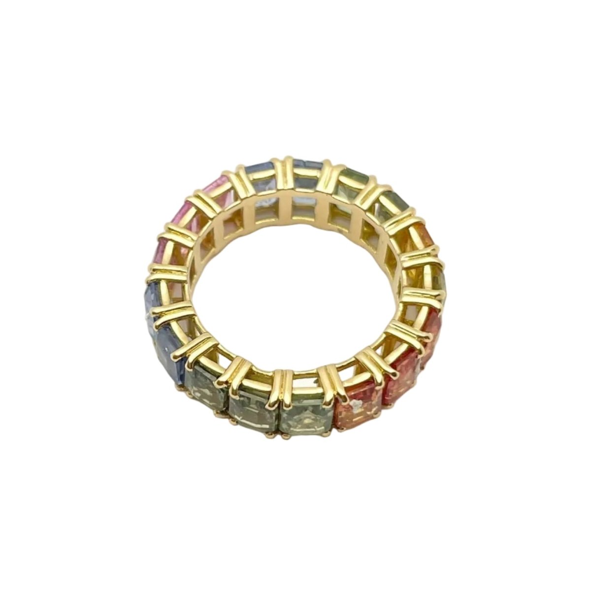 Bague Éternité en en or jaune et saphirs multicolores - Castafiore