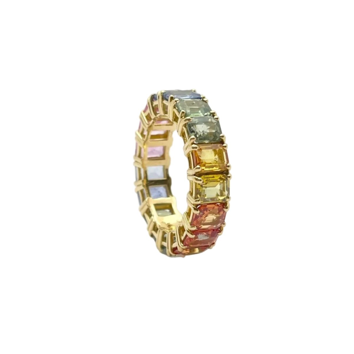 Bague Éternité en en or jaune et saphirs multicolores - Castafiore