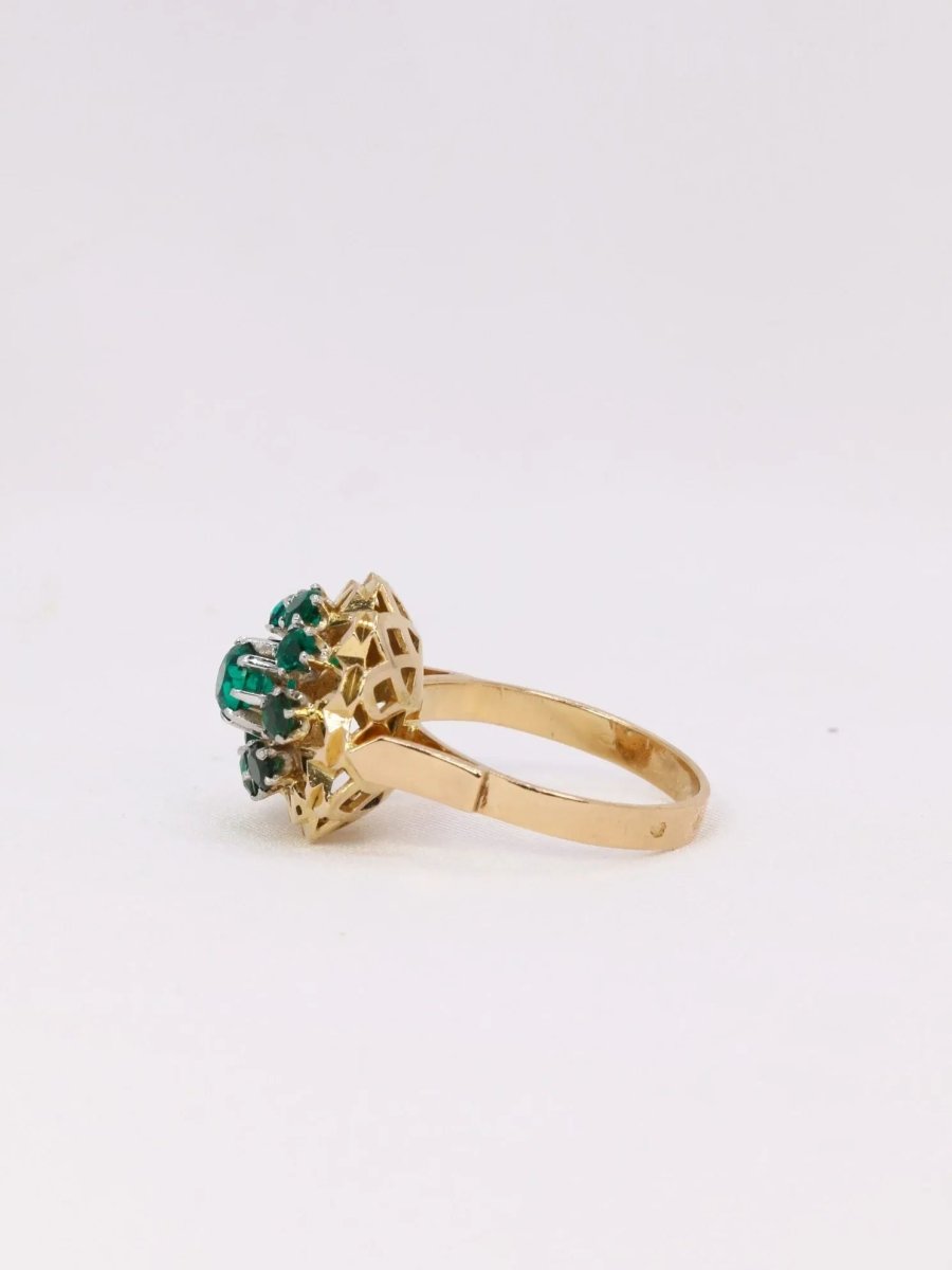 Bague étoile or jaune pierre verte - Castafiore