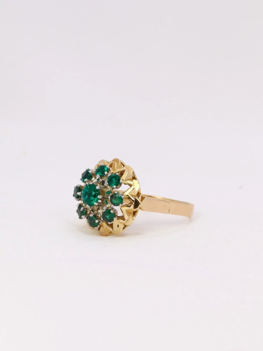 Bague étoile or jaune pierre verte - Castafiore