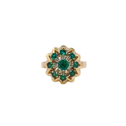 Bague étoile or jaune pierre verte - Castafiore