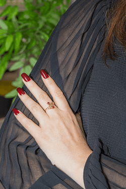 Bague Feuille Or jaune Rubis - Castafiore