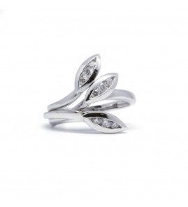 Bague Feuilles Diamants en or blanc - Castafiore