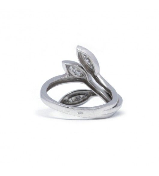 Bague Feuilles Diamants en or blanc - Castafiore