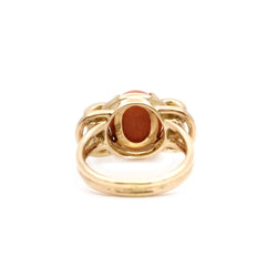 Bague fil d'or en or jaune et or gris corail et diamant - Castafiore