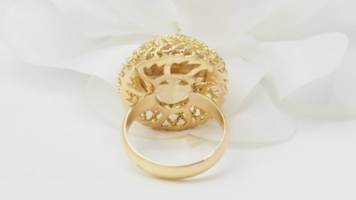 Bague filigranée en or jaune et citrine facettée - Castafiore
