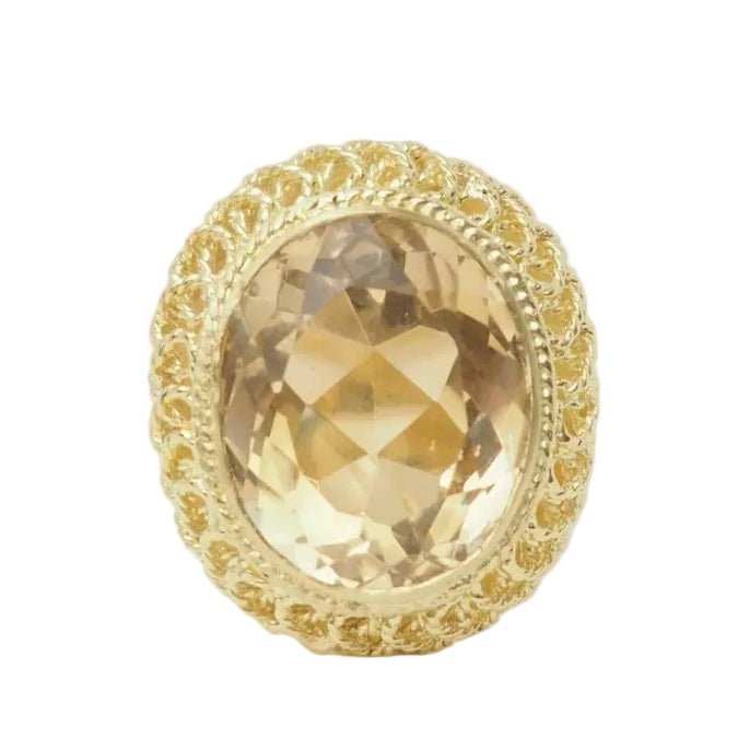 Bague filigranée en or jaune et citrine facettée - Castafiore