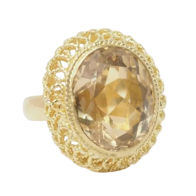 Bague filigranée en or jaune et citrine facettée - Castafiore
