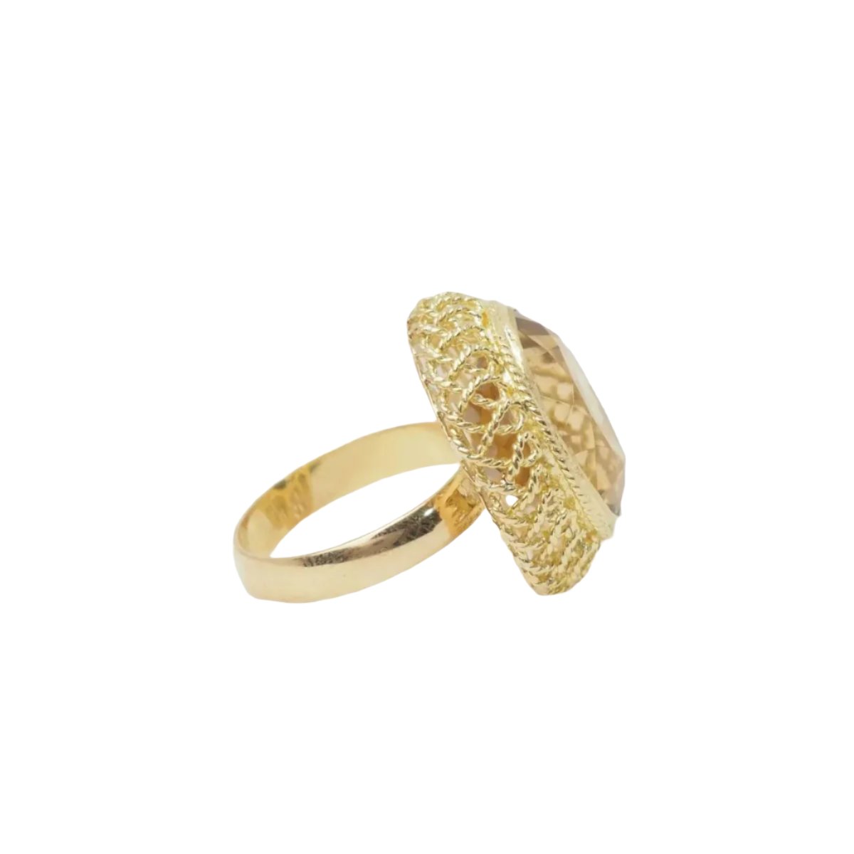 Bague filigranée en or jaune et citrine facettée - Castafiore