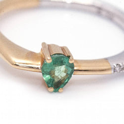 Bague FLAT en or bicolore et émeraude - Castafiore