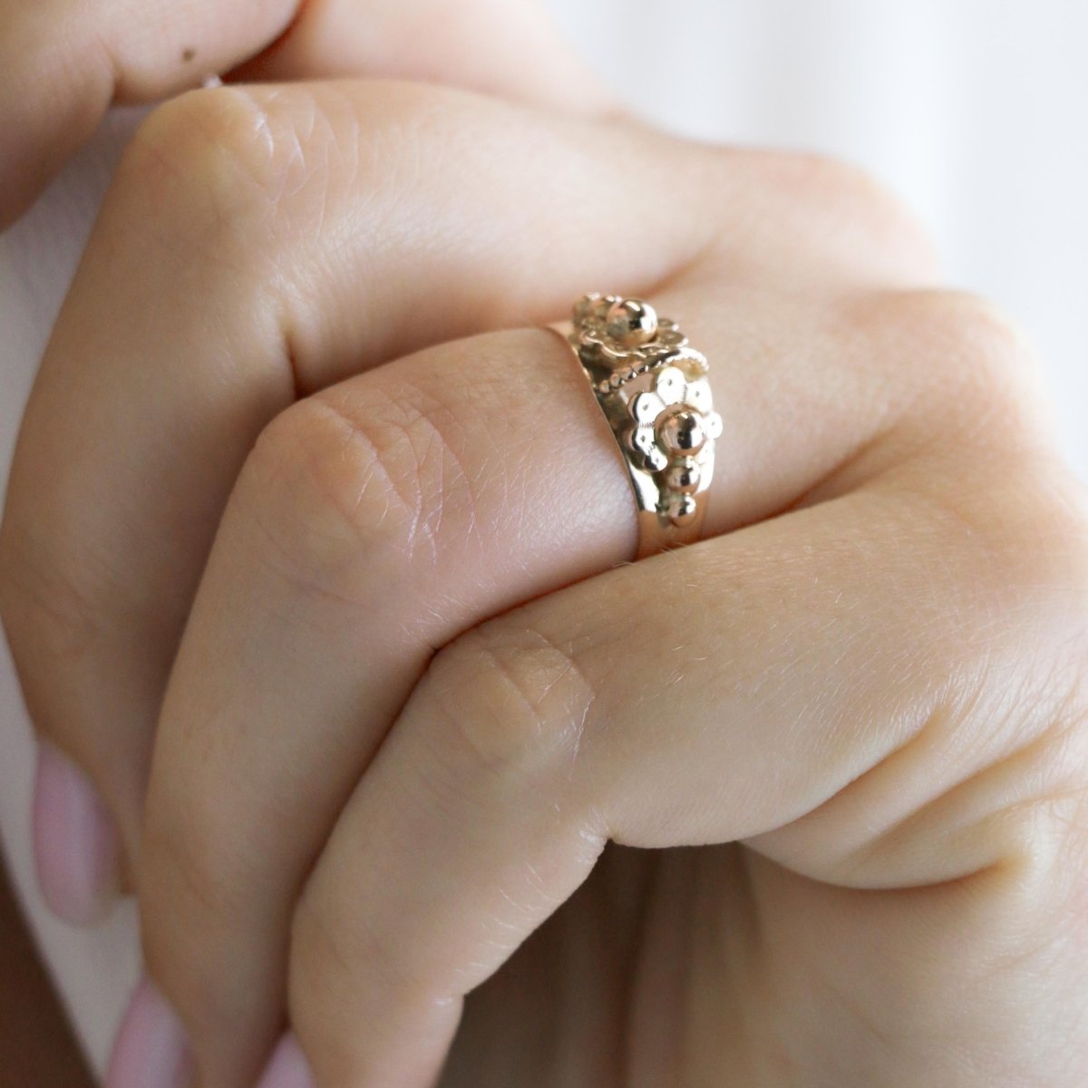 Bague "Fleur" Art Nouveau en or rose - Castafiore