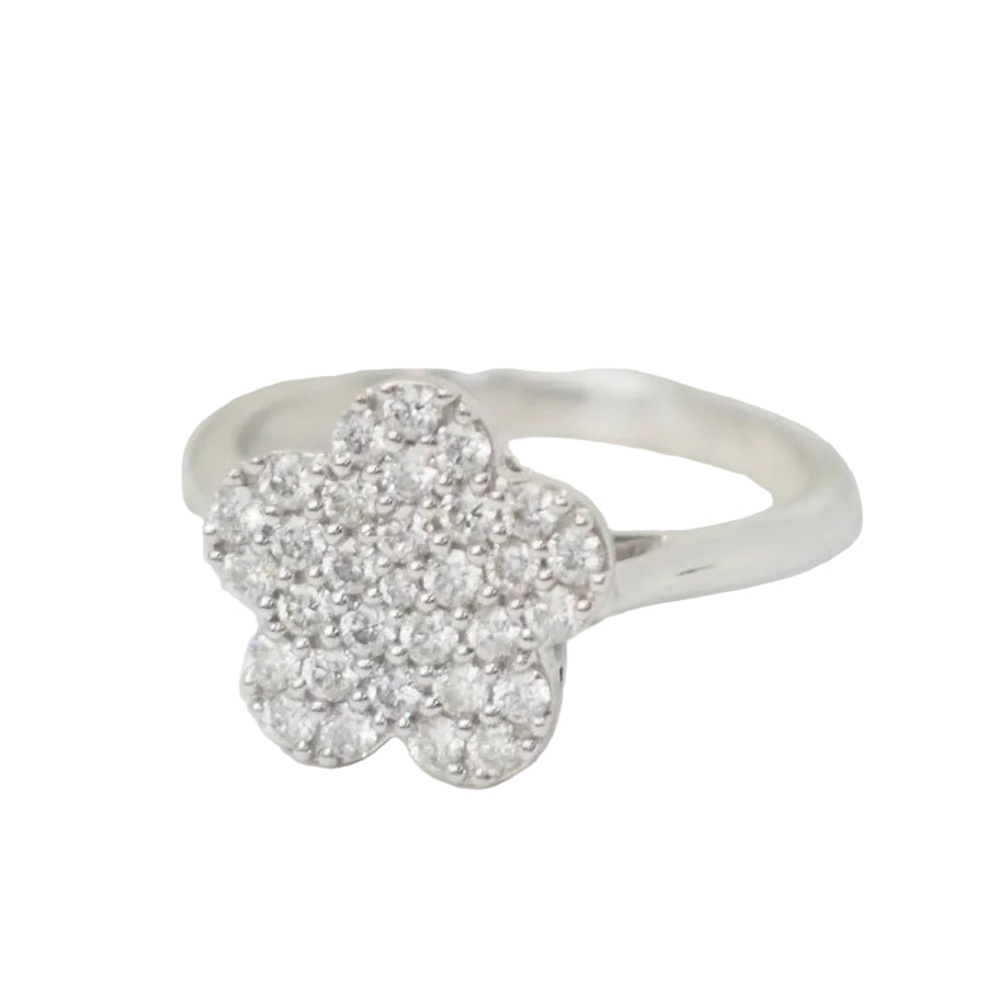 Bague fleur en or blanc et diamants - Castafiore