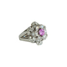 Bague Fleur en or blanc, saphir rose et diamants - Castafiore