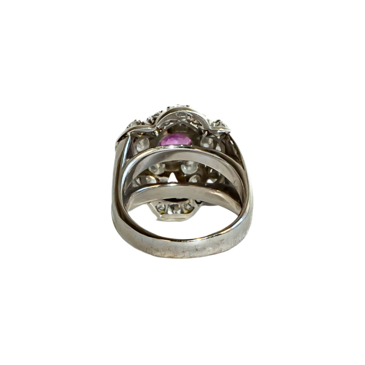 Bague Fleur en or blanc, saphir rose et diamants - Castafiore