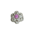 Bague Fleur en or blanc, saphir rose et diamants - Castafiore