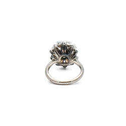 Bague fleur en or gris et opale - Castafiore