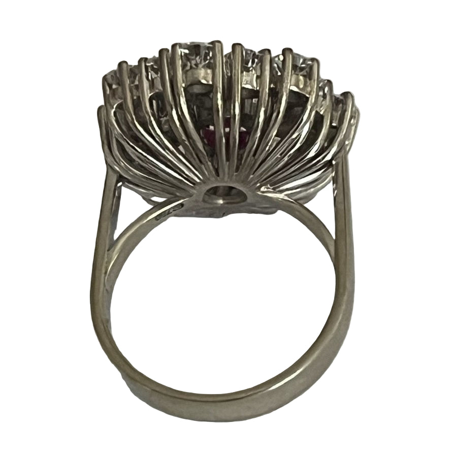 Bague FLEUR en or gris saphir rose diamants - Castafiore