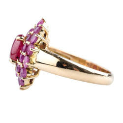 Bague Fleur en or jaune et rubis - Castafiore