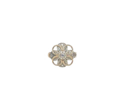 Bague fleur en or jaune, or blanc et diamants - Castafiore