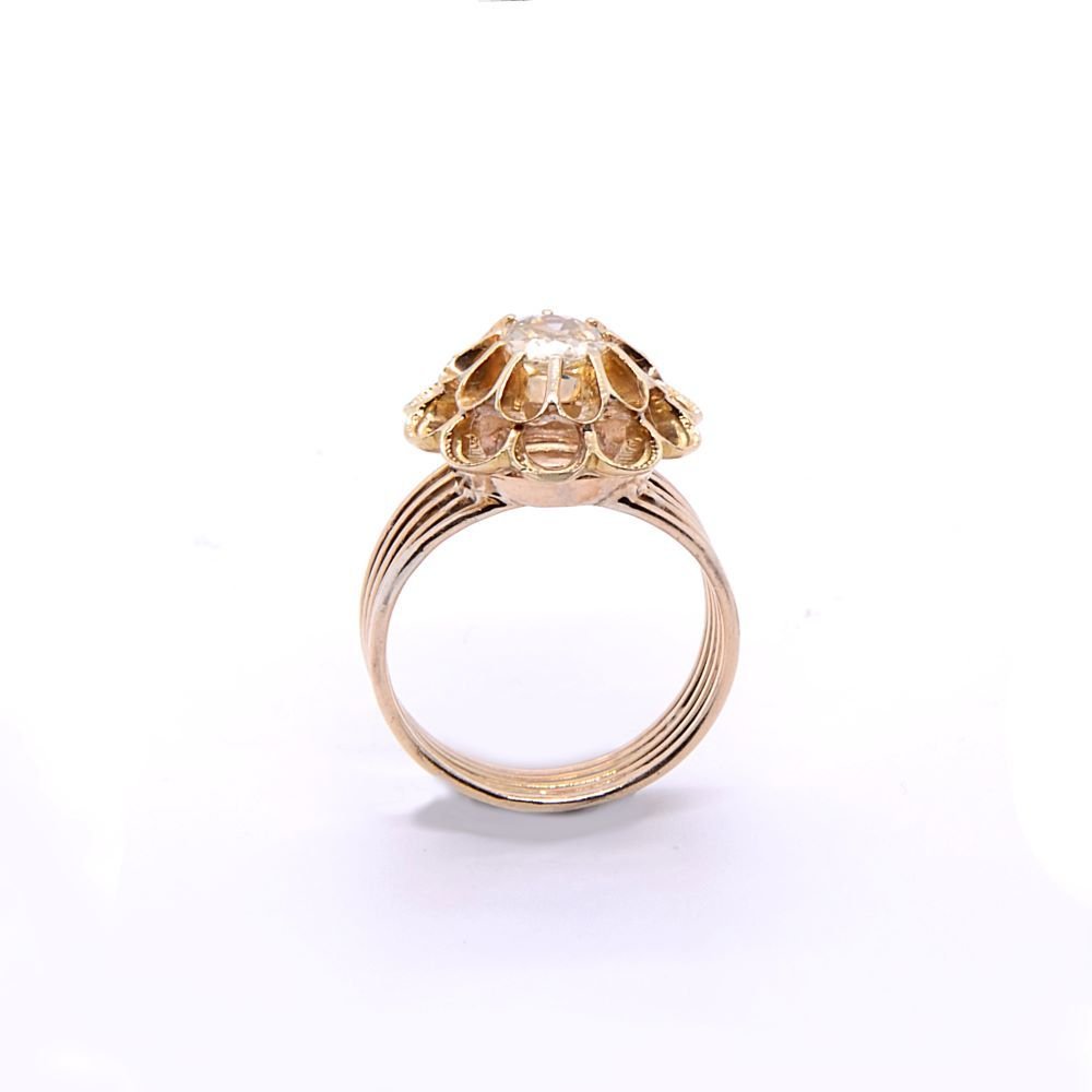 Bague fleur Napoléon III, diamant jaune 0,40 ct - Castafiore