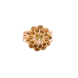 Bague fleur Napoléon III, diamant jaune 0,40 ct - Castafiore