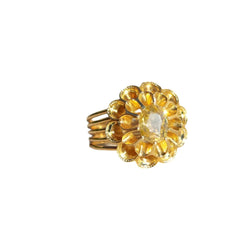 Bague fleur Napoléon III, diamant jaune 0,40 ct - Castafiore