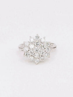 Bague fleur or blanc diamants 2 ct - Castafiore