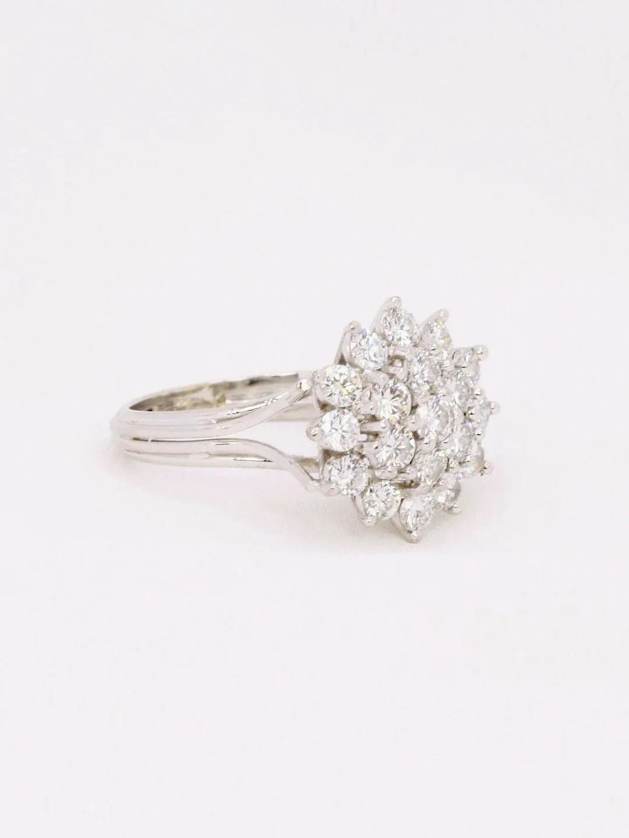 Bague fleur or blanc diamants 2 ct - Castafiore