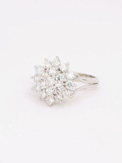 Bague fleur or blanc diamants 2 ct - Castafiore