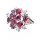 Bague Fleur Or blanc Rubis - Castafiore