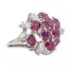 Bague Fleur Or blanc Rubis - Castafiore